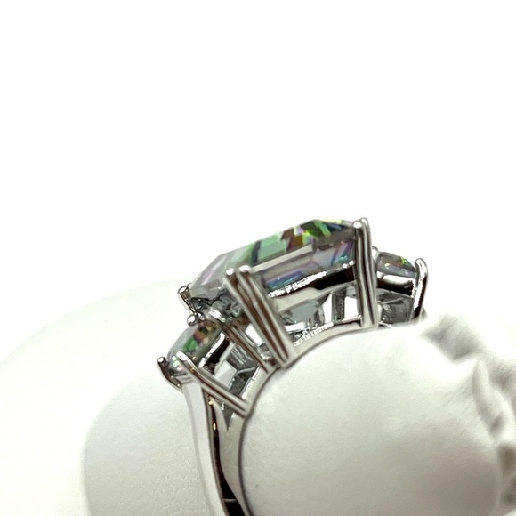 Rainbow Multiple Colored Quartz Ring Emerald Cut Designer DK 925 - Picture 7 of 13